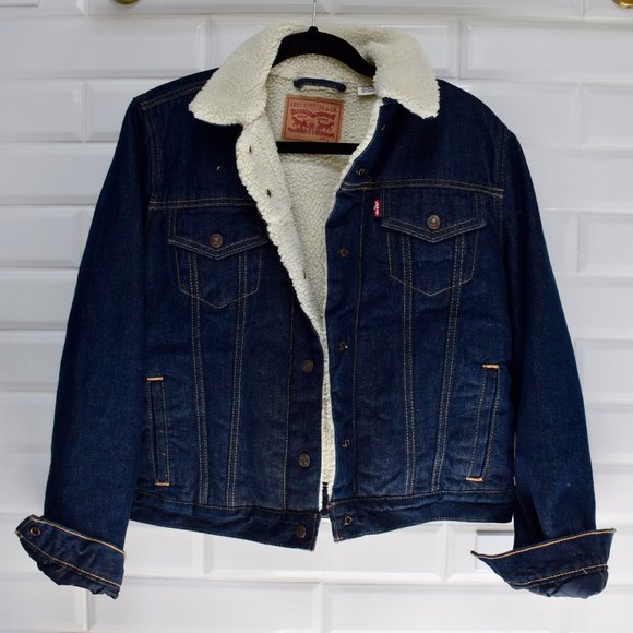 Levi's Faux Fur Denim Trucker Jean Jacket Women L